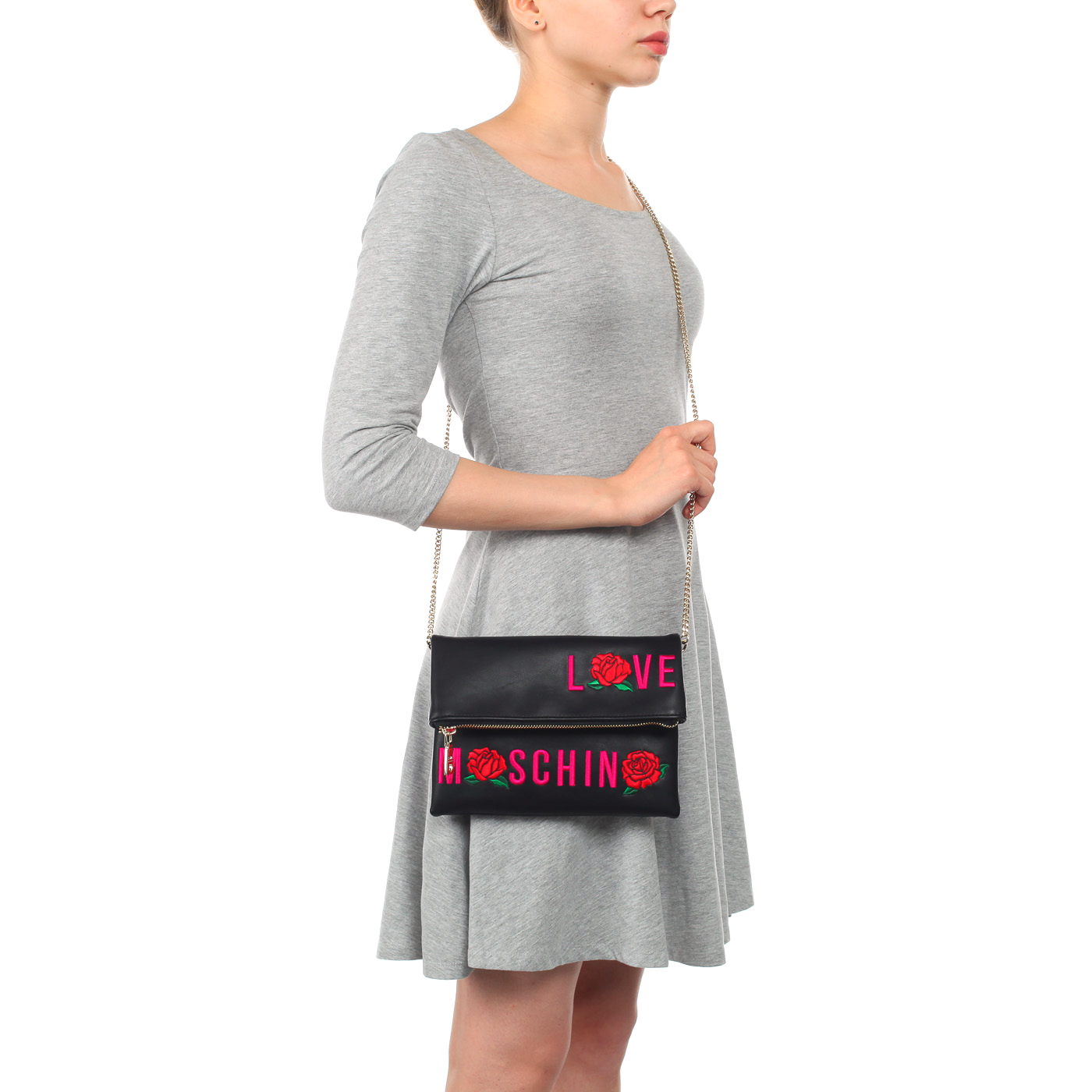 Маленькая сумка кросс-боди с цветной вышивкой Love Moschino LM bag