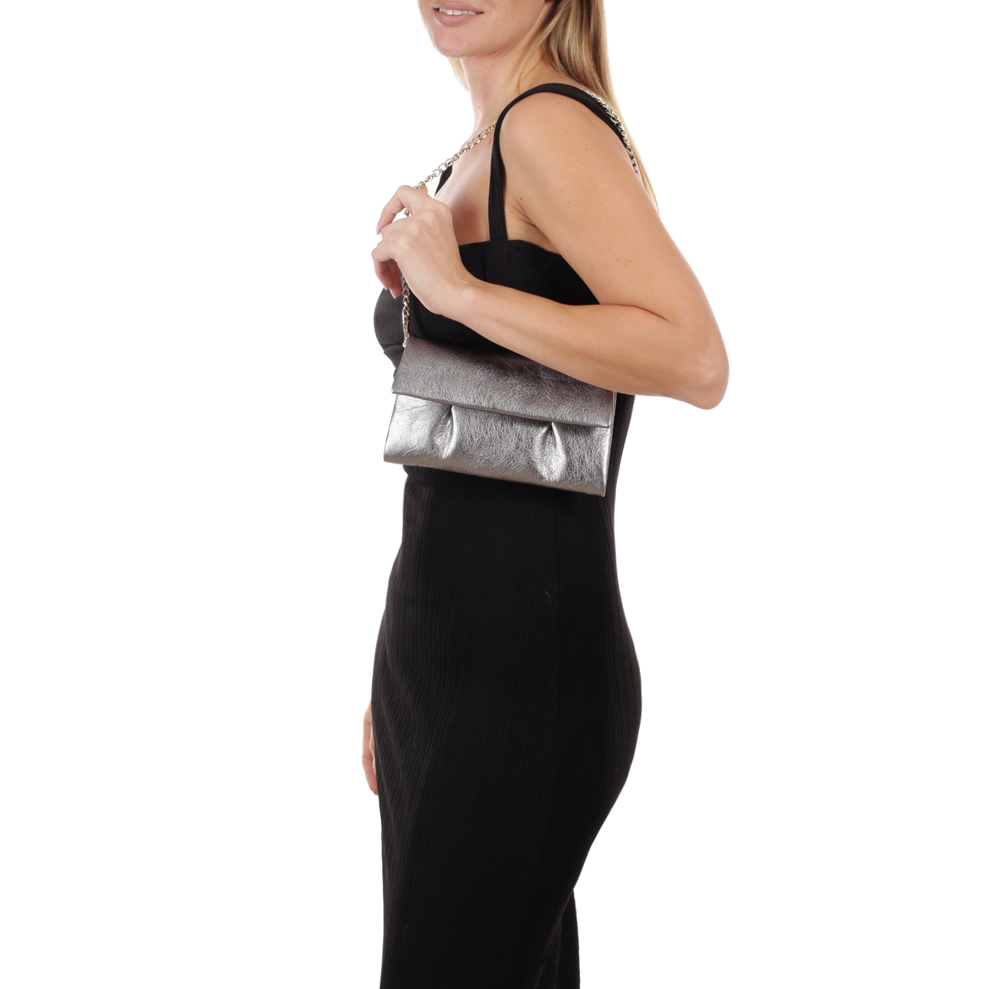 Кожаный клатч с цепочкой Aurelli Soft