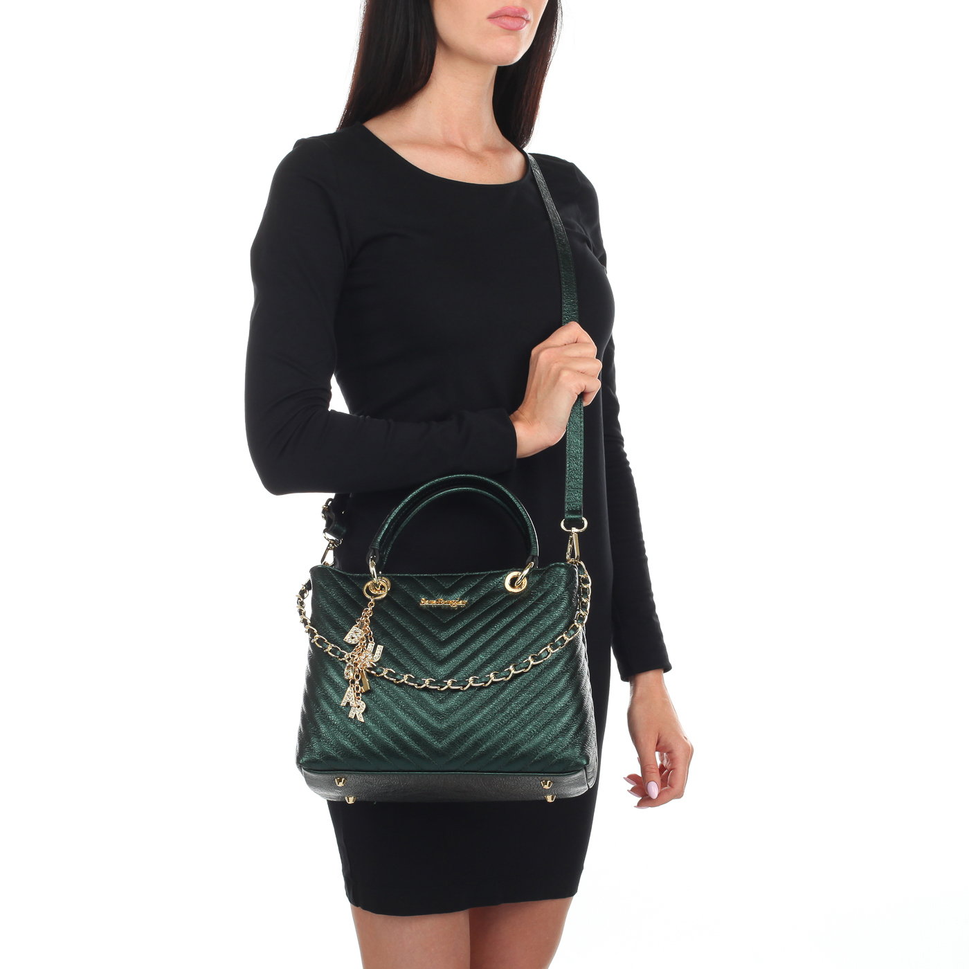 Стеганая сумка с декорированной ручкой Sara Burglar Giola Laminato