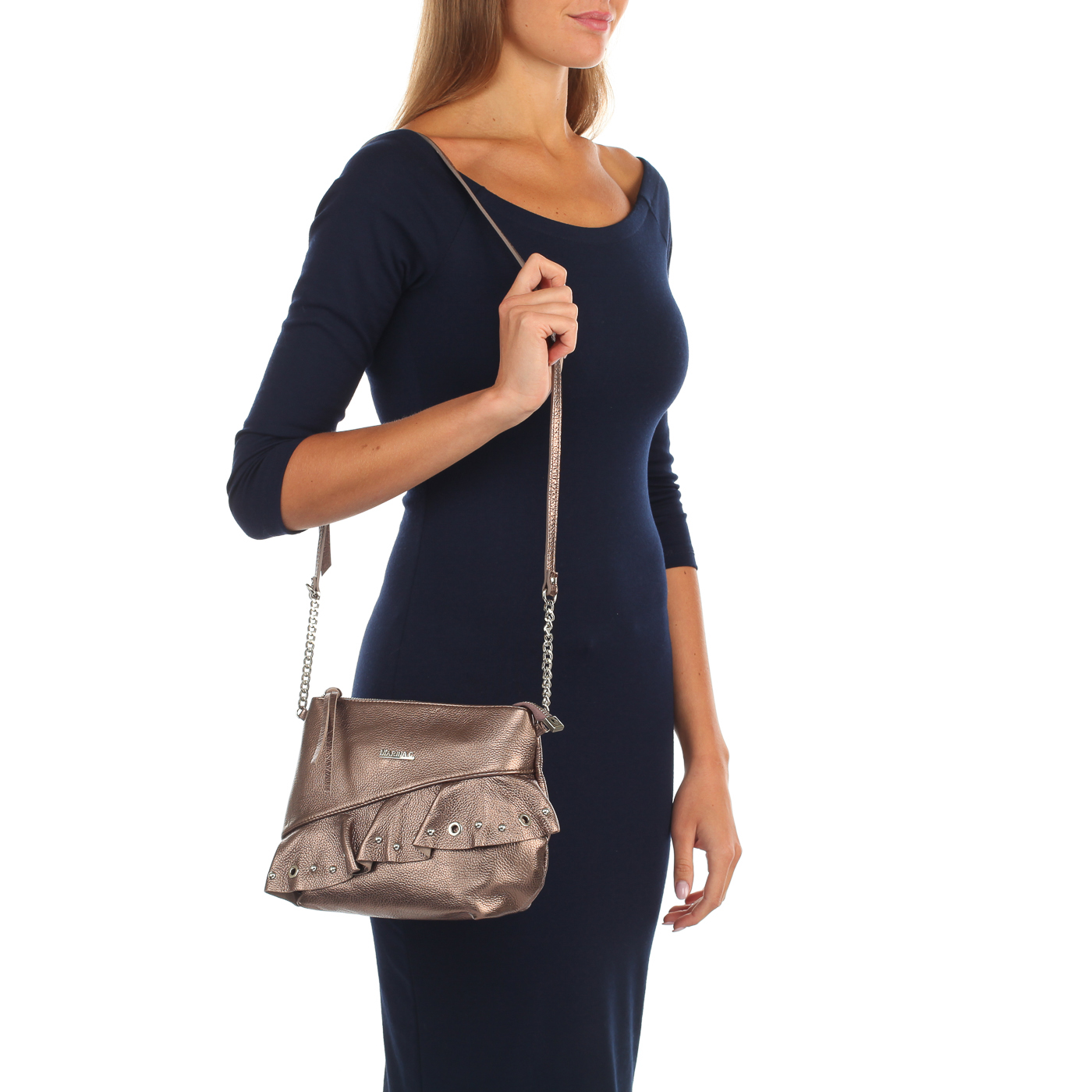 Сумочка с клепками через плечо Marina Creazioni 