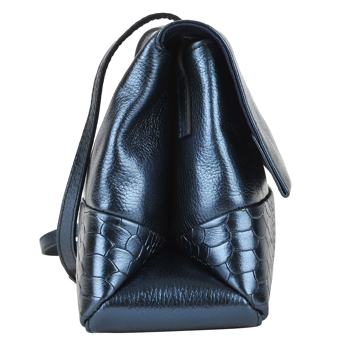 Женская синяя сумка кросс-боди из металлизированной кожи Ripani Menta
