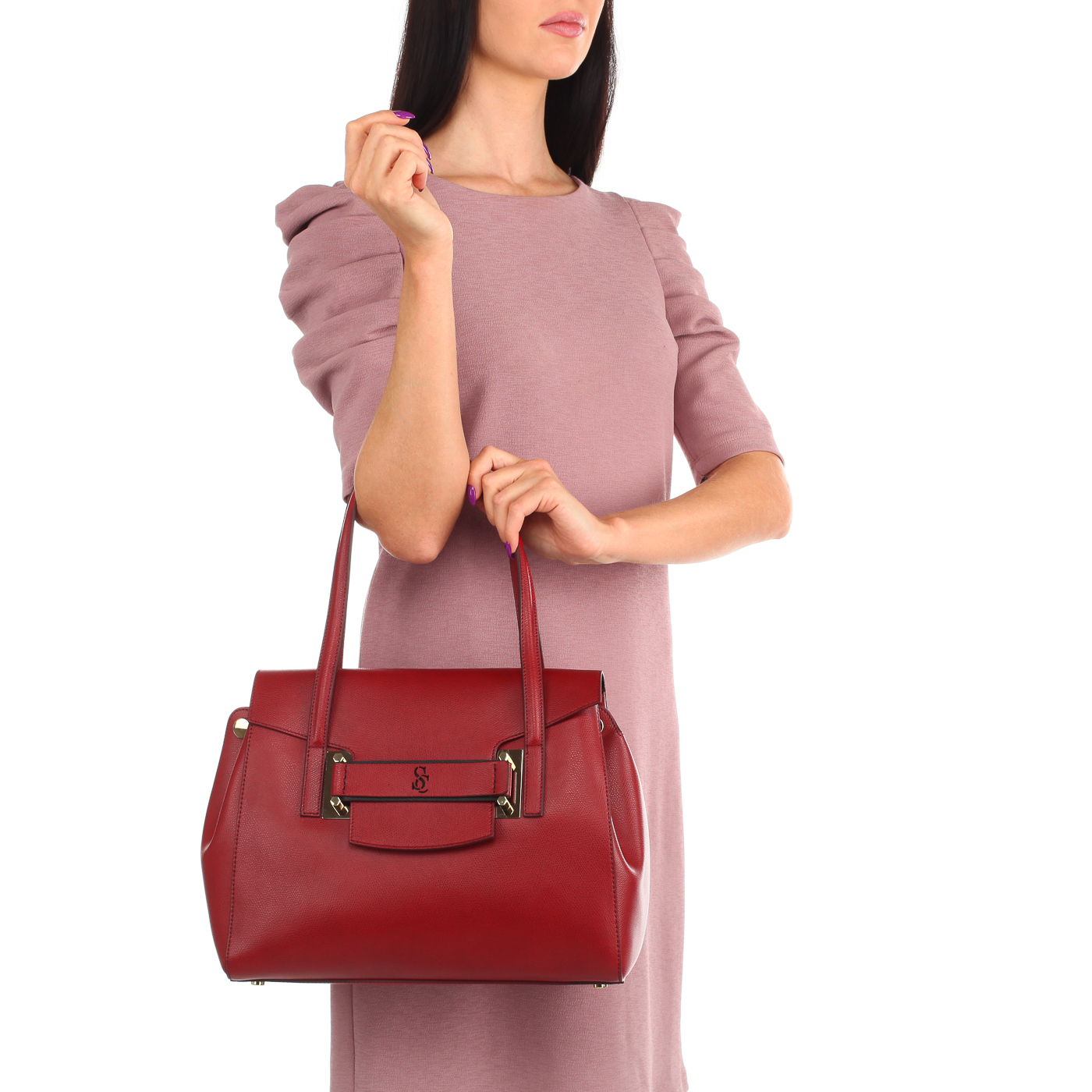 Тисненая сумка с длинными ручками Carlo Salvatelli Lord