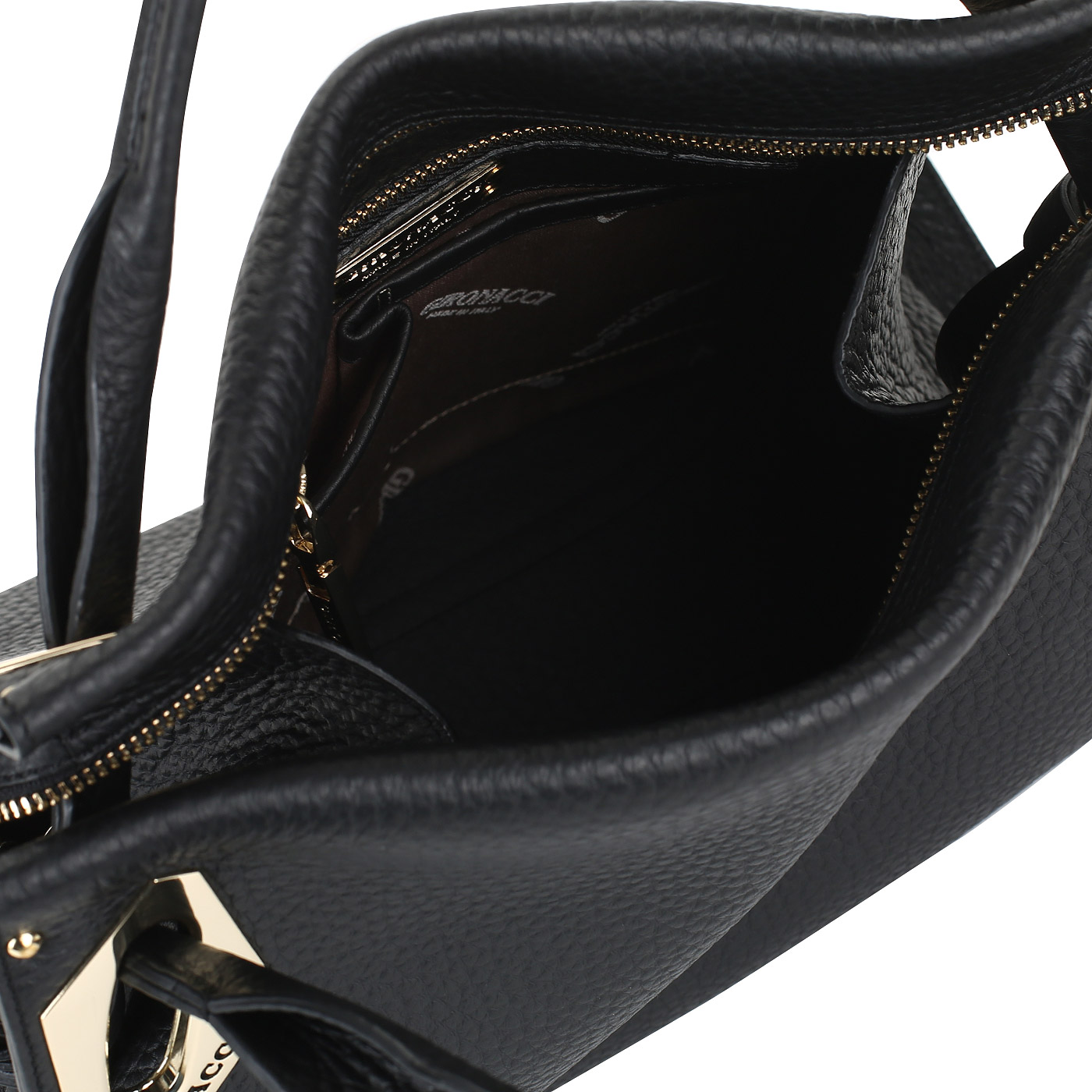 Черная кожаная сумка на двойной молнии Gironacci 